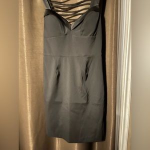 Ladies black size 6 satin trimmed dress